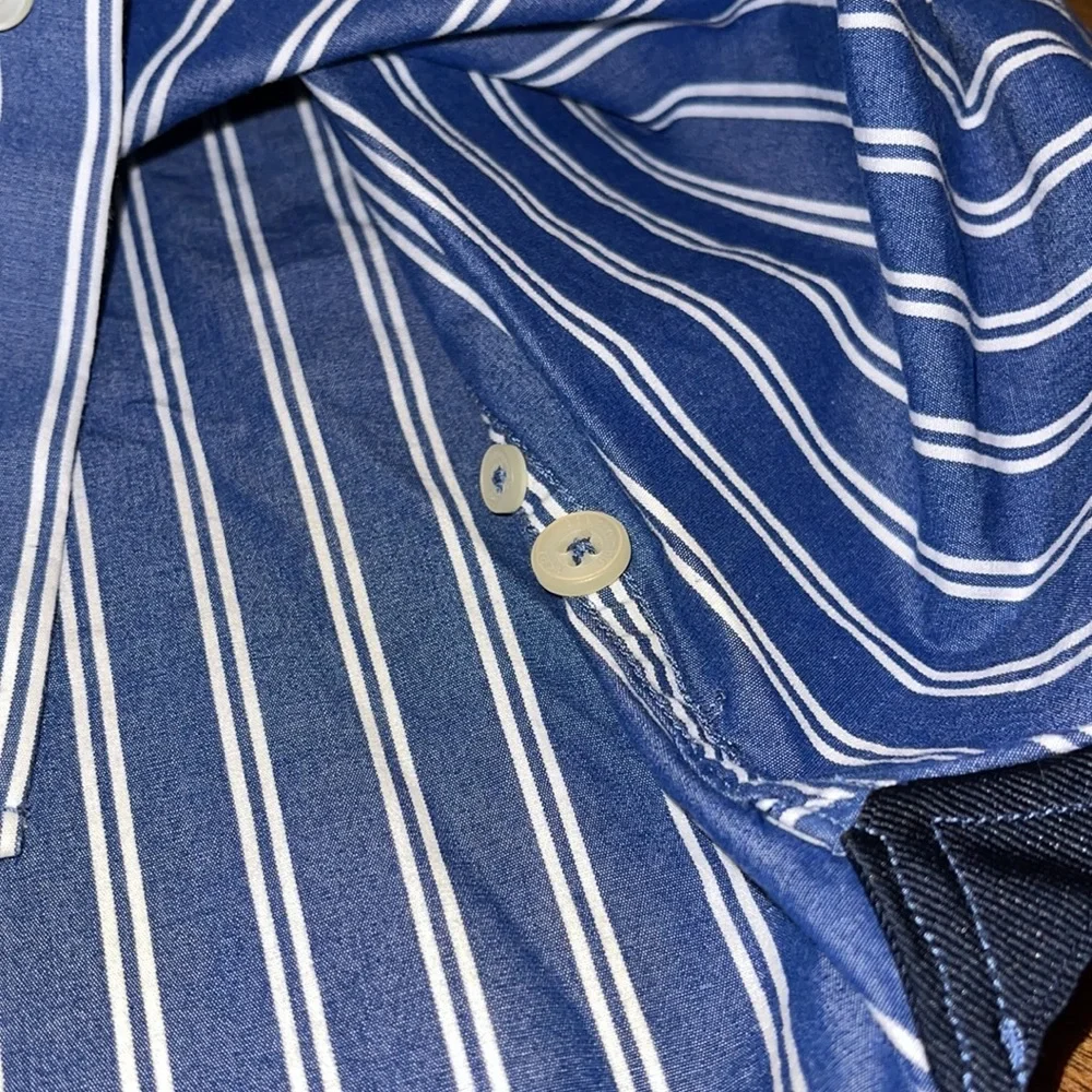 Vintage kids‎ Abercrombie blue white long sleeve Button Down Shirt size large